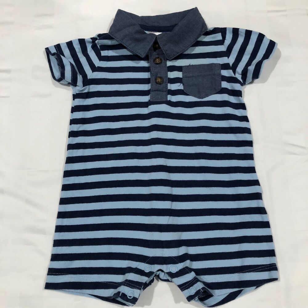 Carter’s 6m Blue Striped Polo Collar Romper